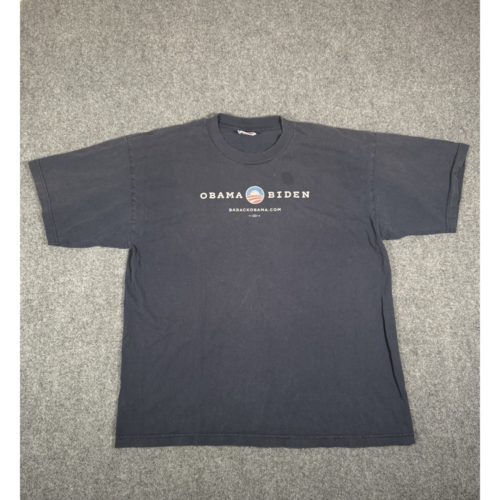 OBAMA BIDEN Campaign T-shirt Size 2XL 100% Cotton Navy‎ Blue Pre Shrunk USA